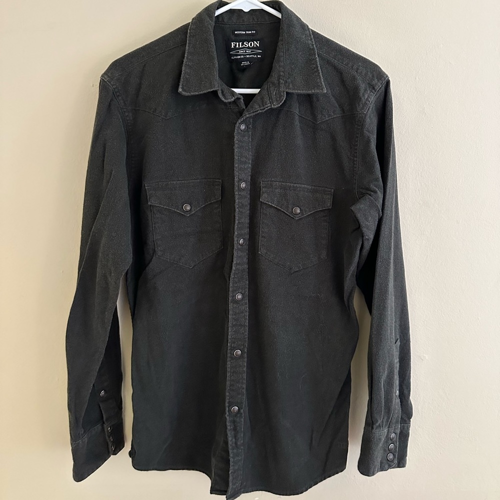 FILSON WESTERN FLANNEL SHIRT - BLACK/CHARCOAL - SIZE SMALL